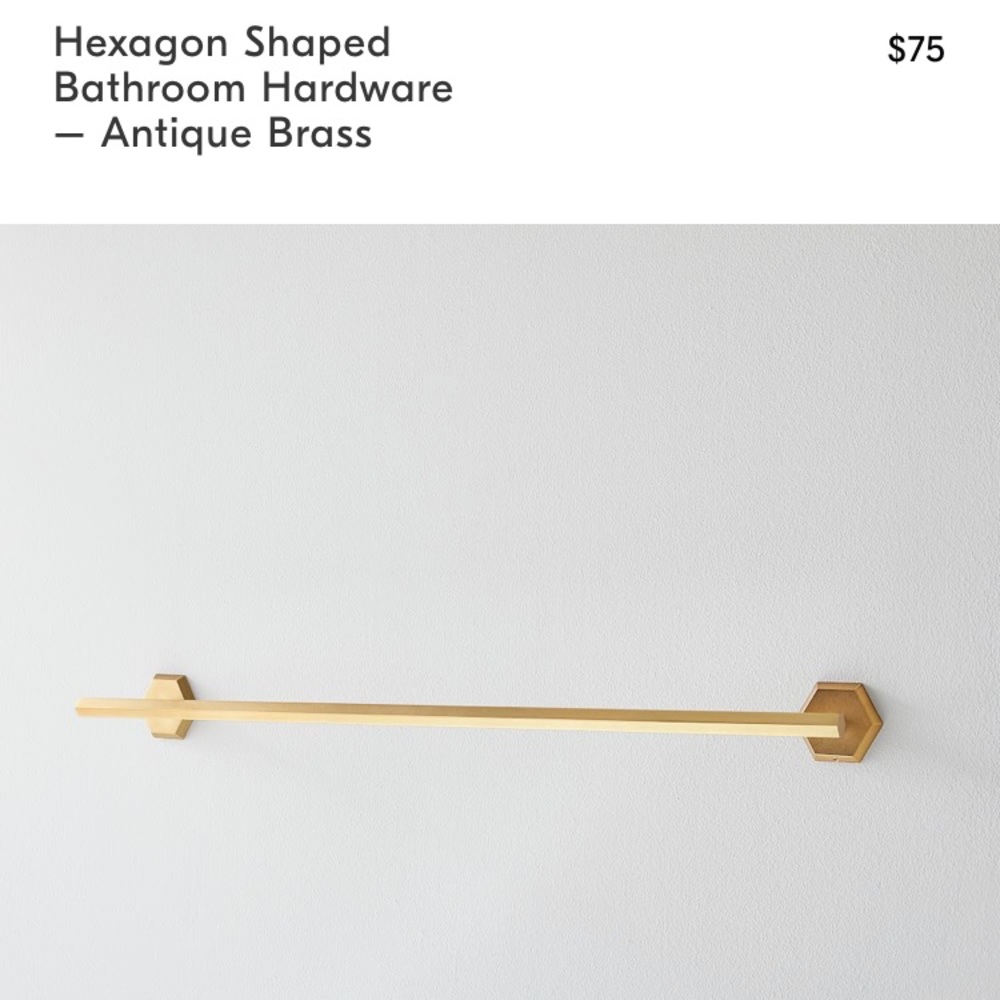 West Elm Hexagon antique brass towel bar